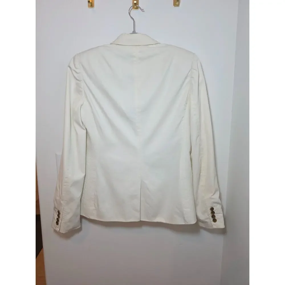 J. Crew Women's Blazer Size 4 Cream Career Suit Jacket Textured Work Office